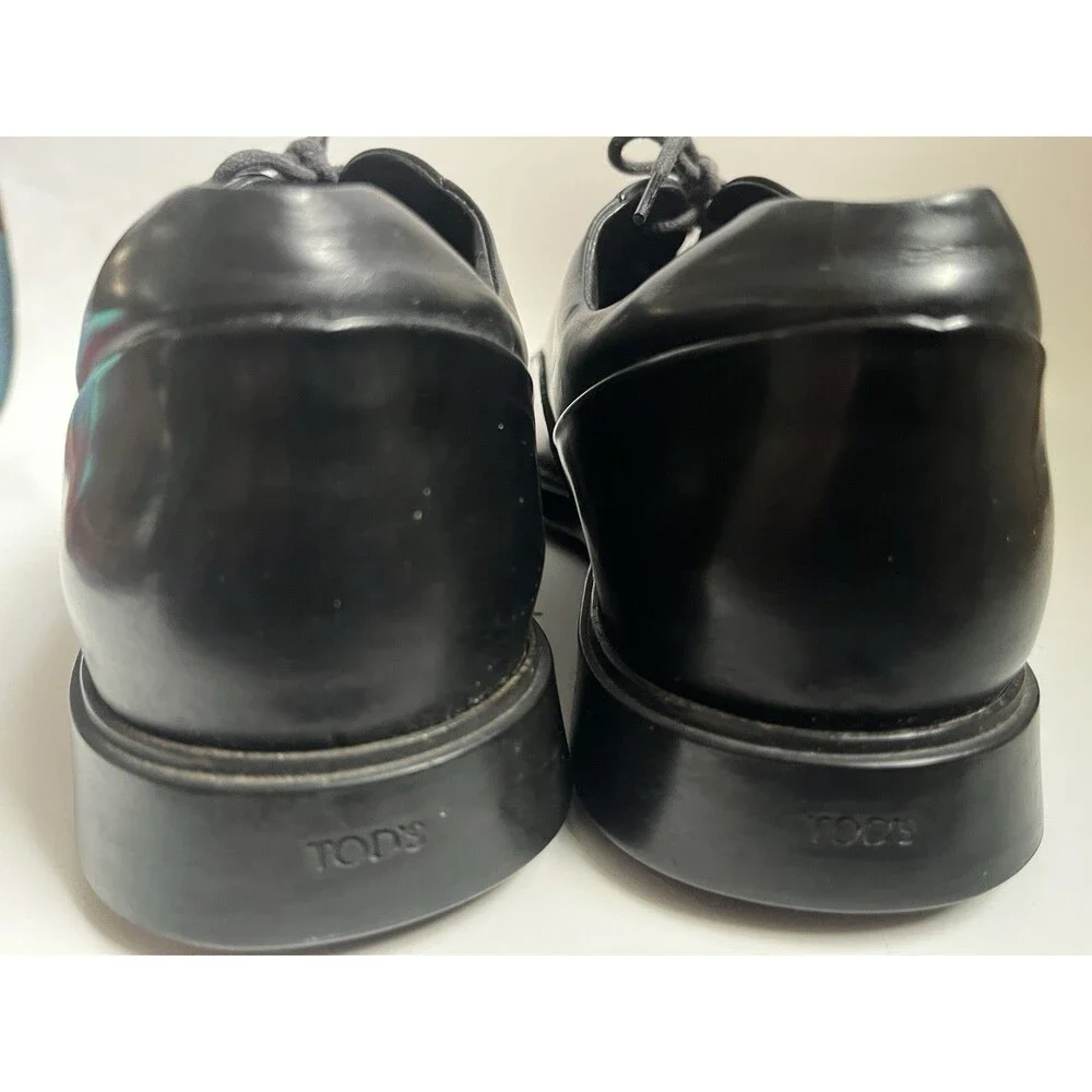 Tod's Black Leather Cap Toe Oxford Shoes Men's 8A Narrow Women's 10